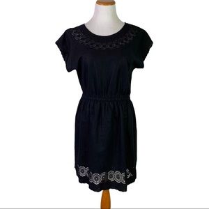 J. Crew Black Eyelet Embroidered Linen Dress 6